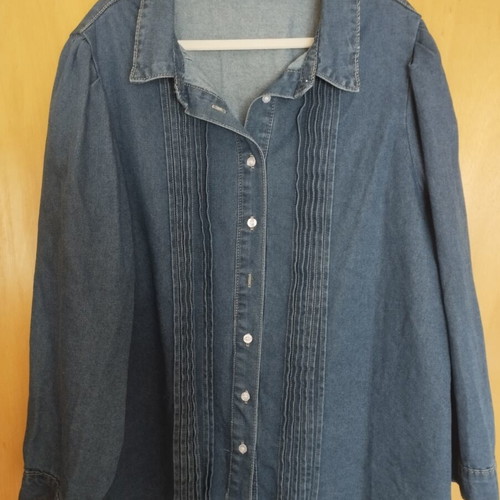Denim blouse for plus size women, size XXXL, blue