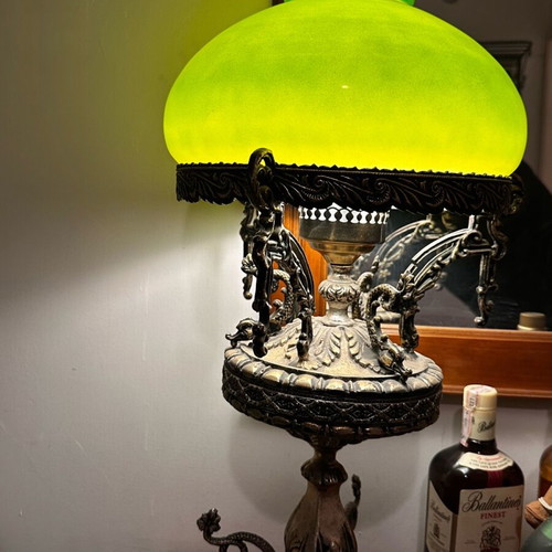 Vintage lamp used with large glass