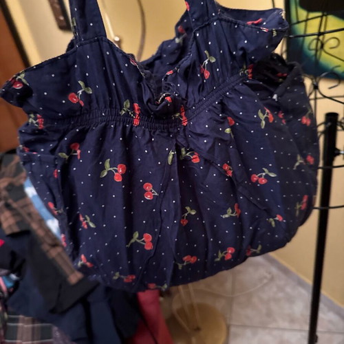 Navy bag with cherry print like new