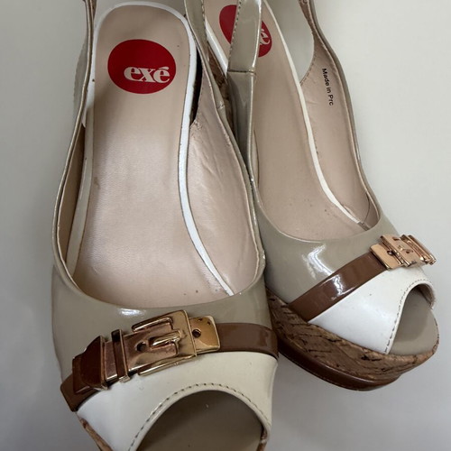 Exe women's platform sandals size 37 like new, white beige