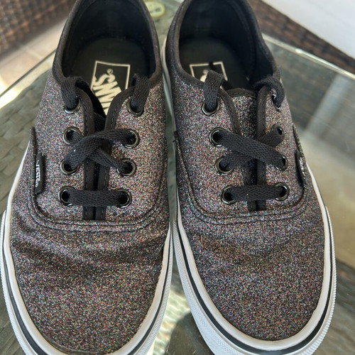 Vans Kids Shoes Black with Multicolor Glitter Size 35 Like New