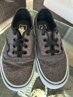 Vans Kids Shoes Black with Multicolor Glitter Size 35 Like New