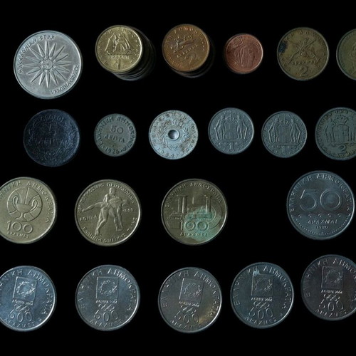 Greek coins used, complete set