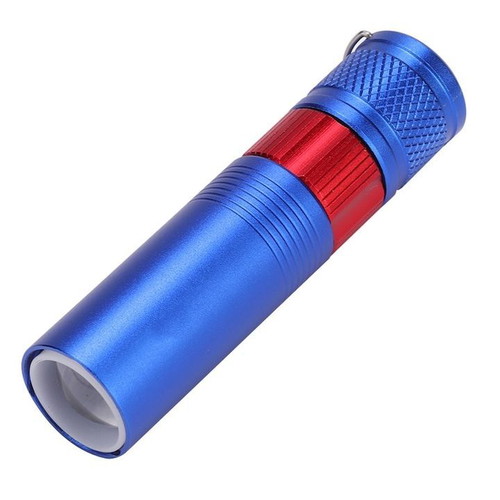 Small aluminum flashlight blue with red stripe new 95cm