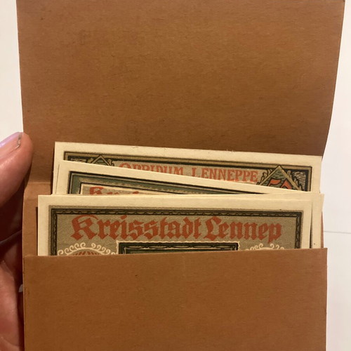 Collectible folder with 7 Notgeld banknotes Lennep 1921 new