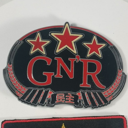 Guns N' Roses belt buckle and embroidered patch like new, Chinese Democracy set