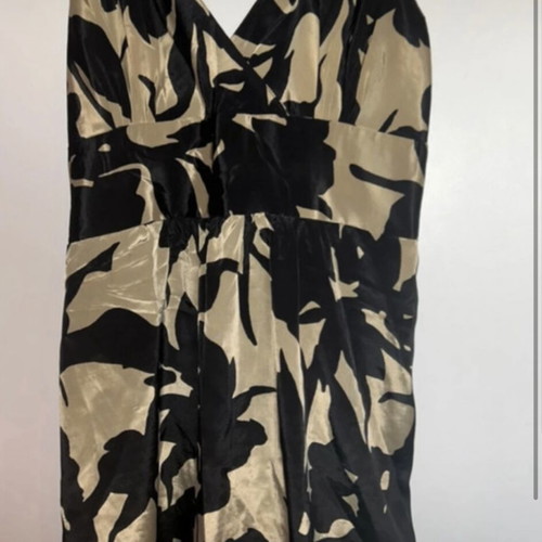 Acai silk mini dress S/M like new, black and gold