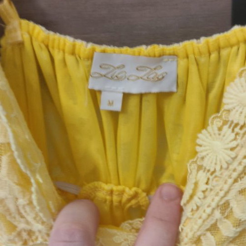 Zic Zac blouse used, yellow with lace, size M