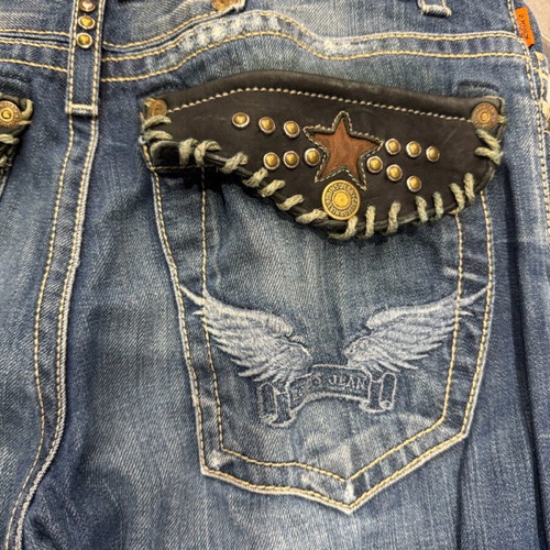 Robin’s Jeans denim pants used, handmade, blue