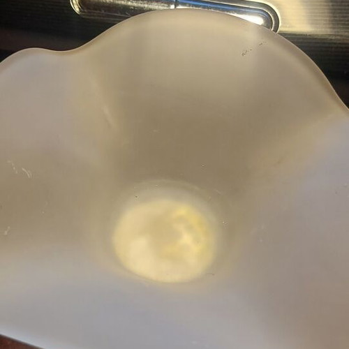Glass bowl on metal base like new