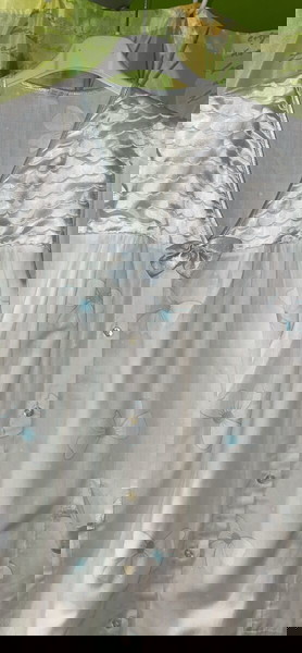 Ρόμπα Καλοκαιρινή λευκή ποπλίνα με λουλουδάκια πολύ περιποιημένηsize:M