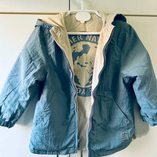 Zara Kids Reversible Beige-Blue Parka like new, size 104 cm
