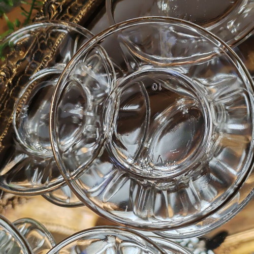Set of 5 vintage glass plates with gold rim, Made in Tunis