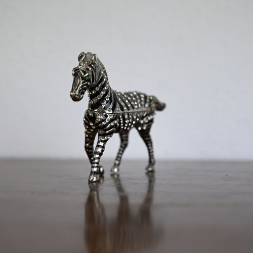 Metal zebra figurine decorative, like new