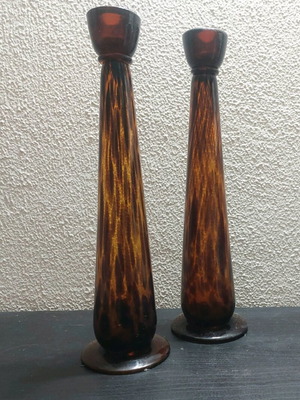 Handmade glass candlesticks like new, set of two