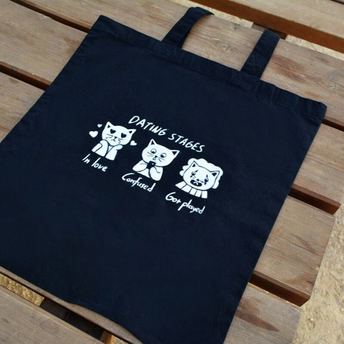 Dating Stages tote bag, black, shoulder style
