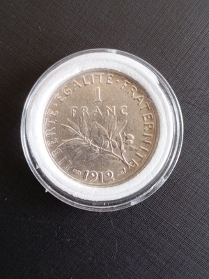 Silver coin one franc 1912 like new