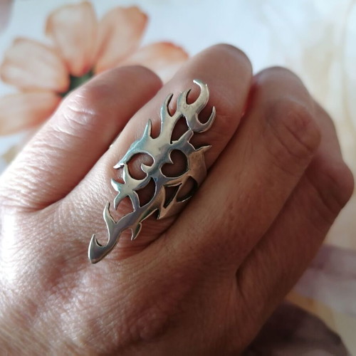 Silver 925 Gothic Tribal ring open adjustable new