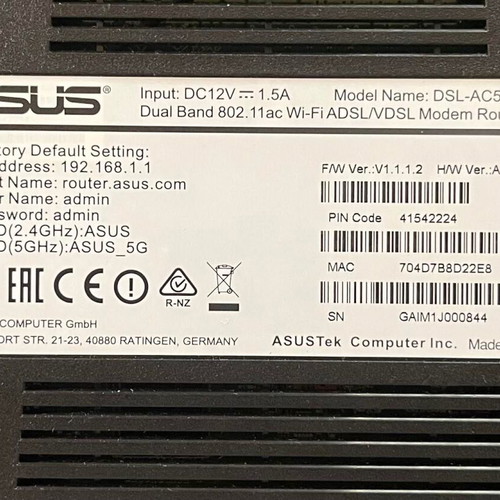 Asus DSL-AC52U AC750 Wi-Fi VDSL/ADSL Modem Router like new