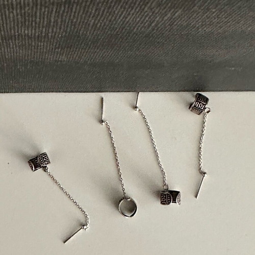 Threader earrings set of 4 silver tone ear cuff style Y2K boho