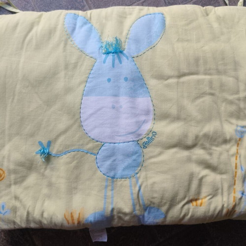 Baby Cot Bumper used, light green with donkey design