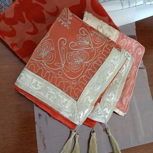 Decorative pillowcases new, velvet satin with gold decor