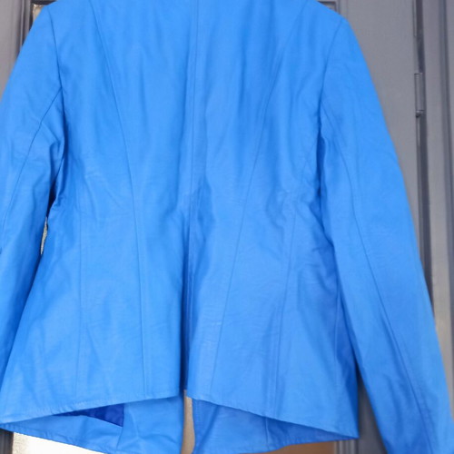 Blue leather fitted jacket like new, size L