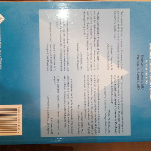 Kaplan and Sadock's Synopsis of Psychiatry 5th edition like new