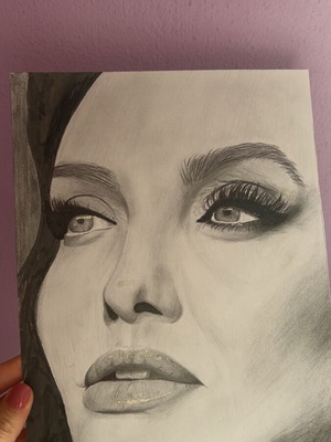 Angelina Jolie drawing on cardboard new