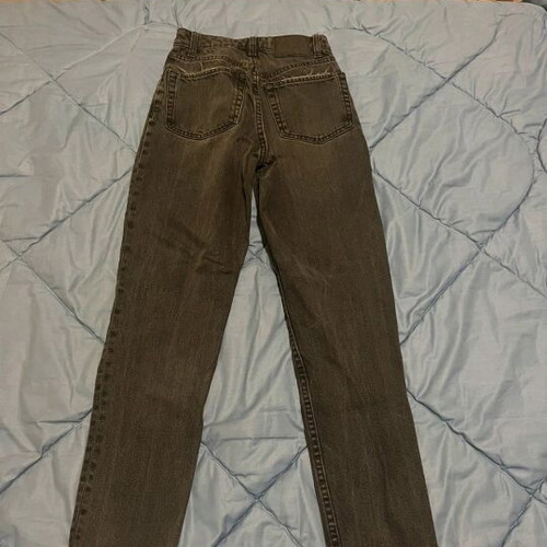 Bershka black denim pants used with ripped knees mom fit