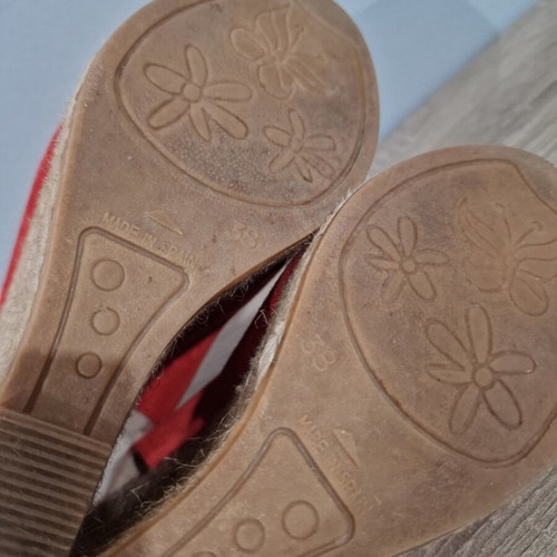 Gaimo red leather and suede wedge espadrilles sandals size 38 used