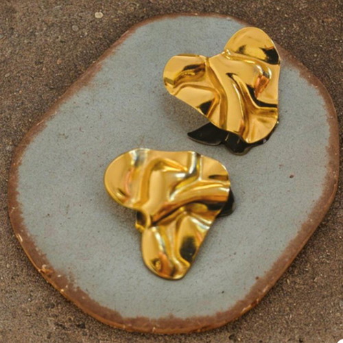 Steel heart earrings gold new