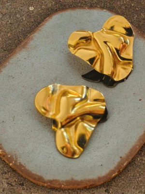 Steel heart earrings gold new