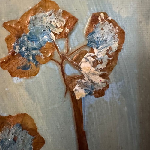 Canvas painting new with earthy materials and wooden frame