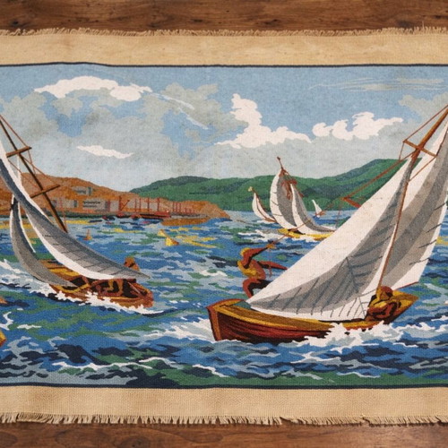 Canvas for embroidery new with sea and ship design 50x65 cm