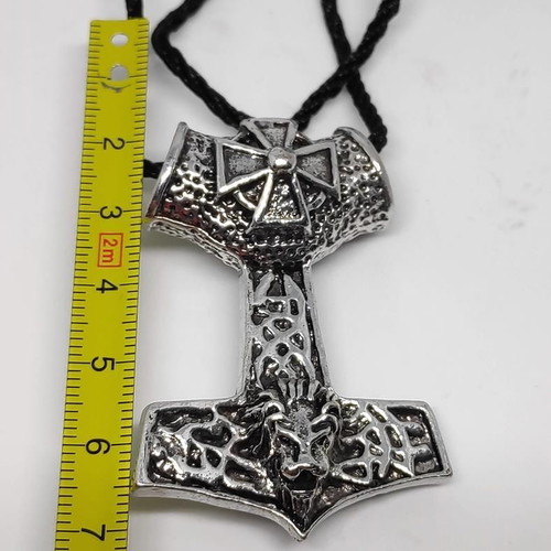 Mjolnir Thor's Hammer Pendant with Scandinavian Motifs and Lion, like new