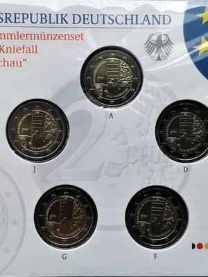 Germany 2 Euro Set 50 Years Warsaw Kneeling 2020 new