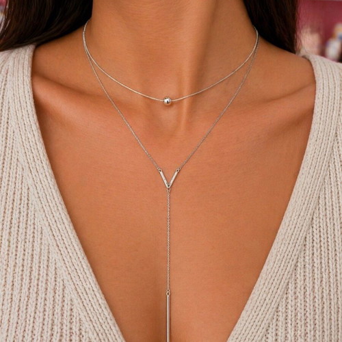 Double necklace with long chain new