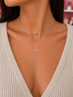 Double necklace with long chain new