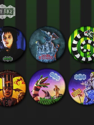 Beetlejuice pin set new, 6 pieces, 3 cm