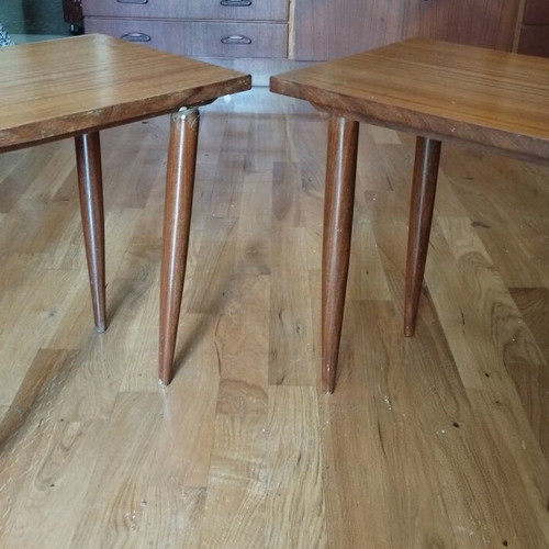 Vintage side tables set of 2 60s Mid-Century Modern used