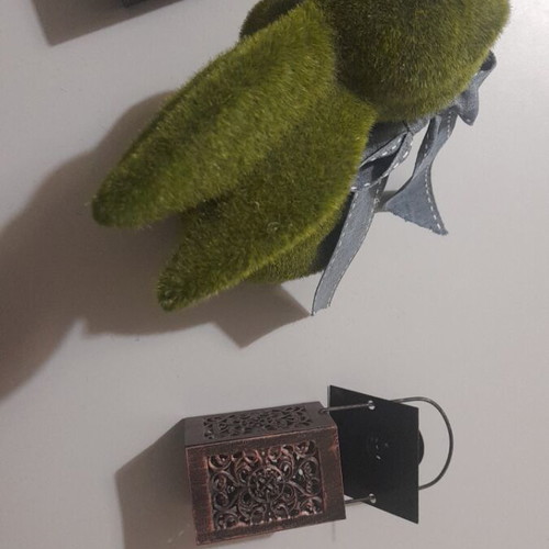 Decorative green rabbit with 2 lanterns like new