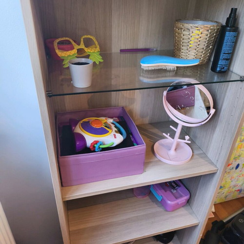 Besta IKEA furniture with two shelves, glass shelf and lighting, like new