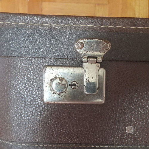 Vintage leather suitcase 1960s, brown