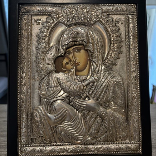 Silver icon of Panagia used, 950 silver