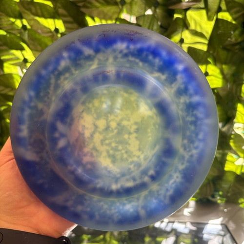 Artistic glass bowl in blue shade like new