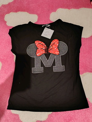 Minnie short-sleeve shirt new, black with sequins