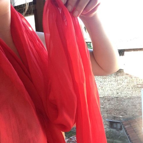 Giorgio Passigatti 100% Silk Big Red Scarf Like New