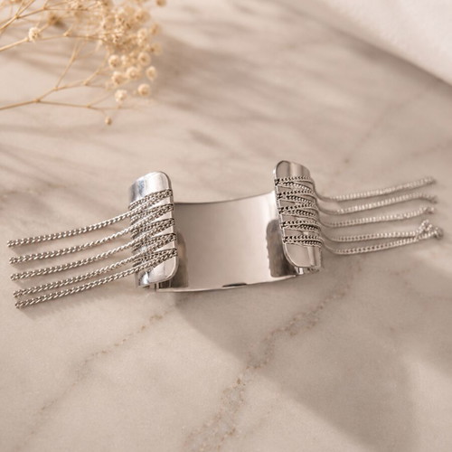 Swatch Bracelet with Chains like new, silver tone stainless steel cuff