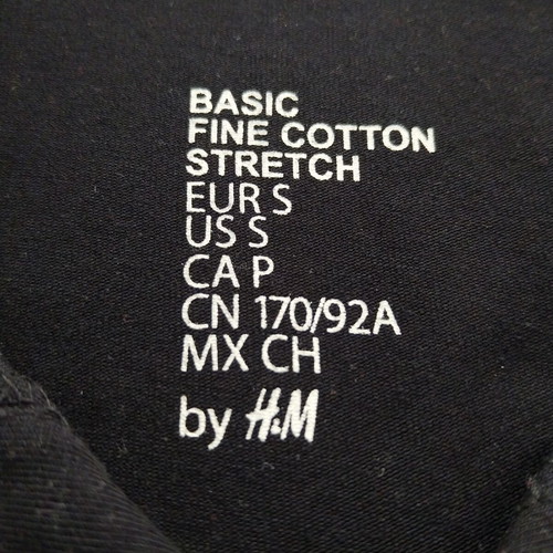H&M men's cotton polo shirt size S new, black